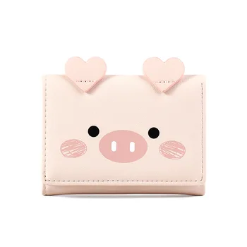 

Fashion Heart Cute Cartoon Pig Wallet PU Leather Women Purse Ladies Trifold Wallets Female Small Money Purses Lovely Girl Gift