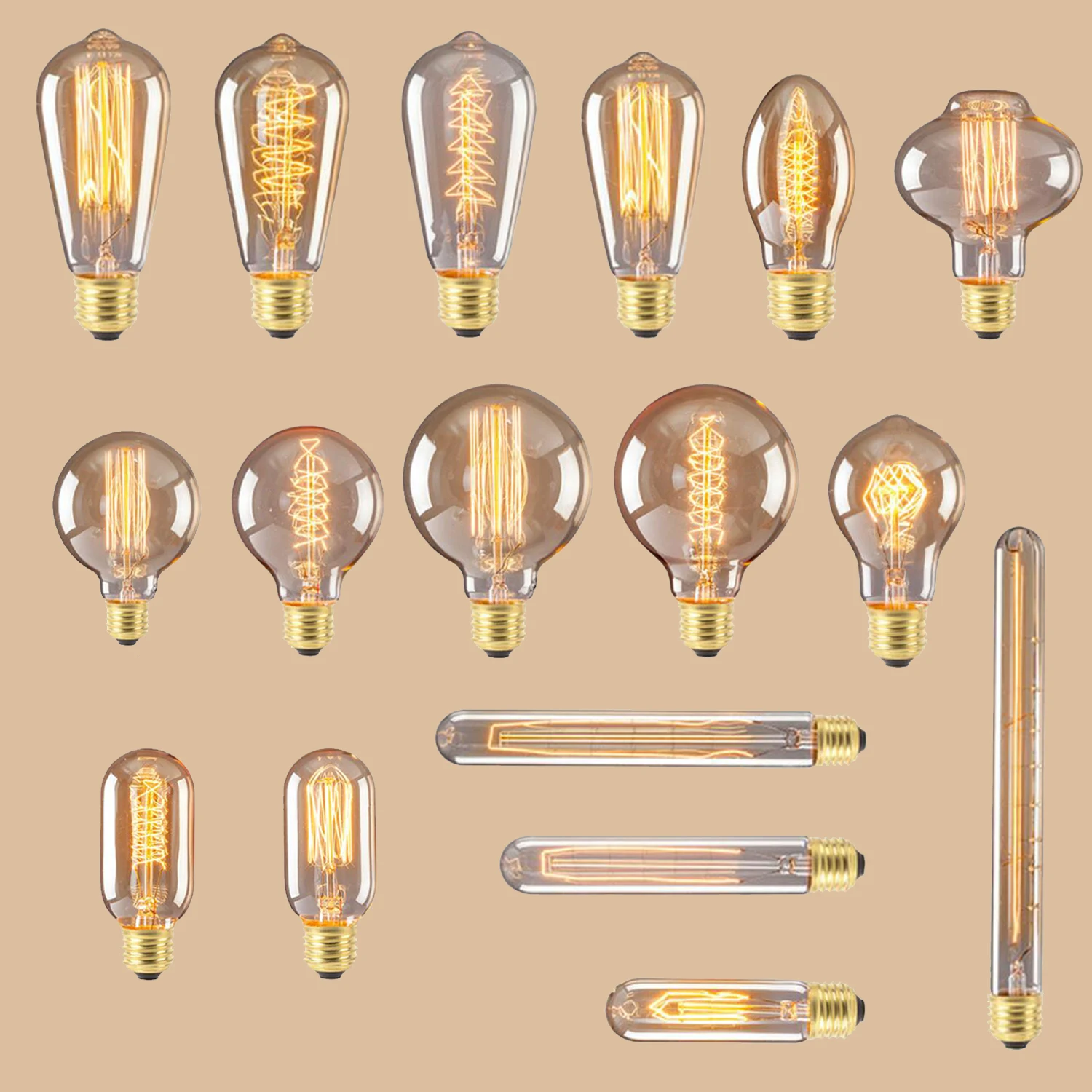 ST64 G95 G80 T30 Edison Incandescent Bulb Dimming 40W 220V E27 Vintage