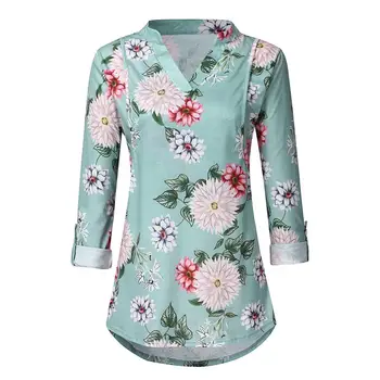 

Pregnant Women Fashion Printed V-neck Long-sleeved Shirt Women Breastfeeding Shirt Winter Large Size Breastfeeding Blouse #20