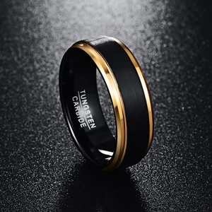 Nuncad Классические черные мужские кольца Чистый вольфрам золотого цвета обручальное кольцо - Цвет основного камня: Золотой