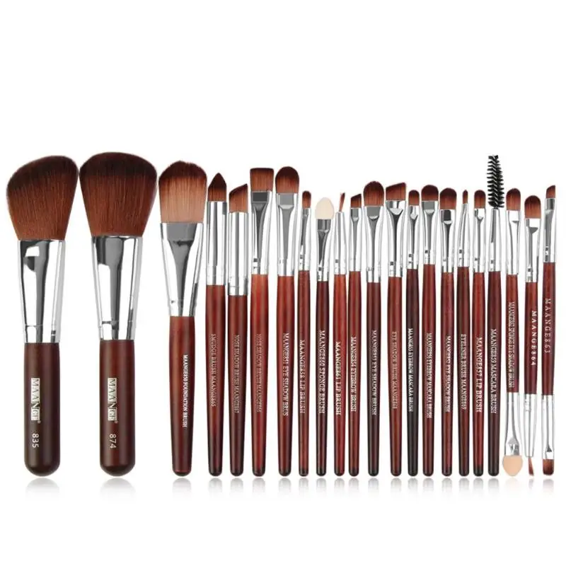 09 Brown Silver MAANGE, 22 шт., набор кистей для макияжа, профессиональная косметика, основа для макияжа, пудра, румяна, тени для век, смесь, кисти для макияжа, инструмент, набор для красоты - Цвет: 09 Brown Silver