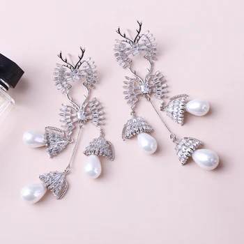 

VERY GIRL Noble Luxury Dangle Pearl Earrings Micro Paved Cubic Zircon Women Bridal Wedding Earring Fashion Jewelry 2019