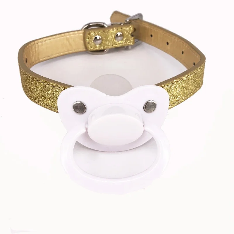 ddlg gold flash belt gag with pacifier adult large size abdl baby girl silicone pacifiers and accessories dummy | Мать и ребенок