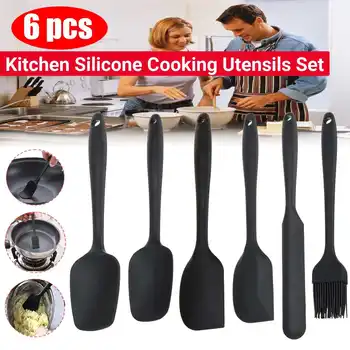 

6 Piece Silicone Spatula Set Non-Stick Heat-Resistant Spatulas Turner for Cooking Baking Mixing Baking Tools Kitchen
