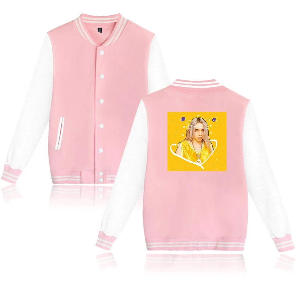 New Billie Eilish Baseball Jacket Women/Men Harajuku Sweatshirt Fashion Winter Billie Eilish black+white Baseball Jackets Tops