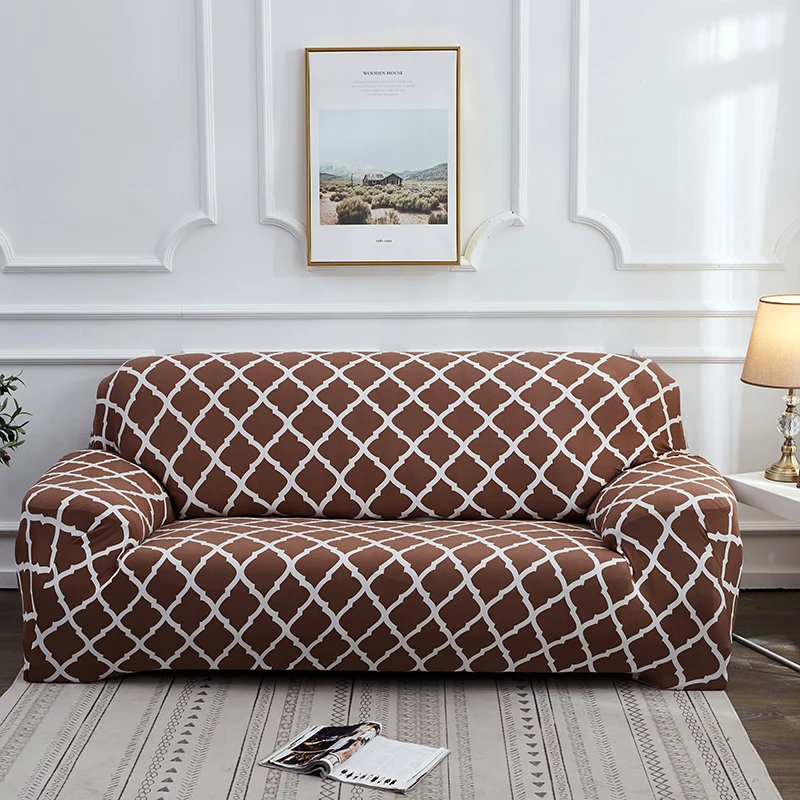 Геометрический эластичный чехол для дивана, твердый плотный чехол, все включено, чехлы для дивана, для гостиной, плед, чехол для дивана, защита мебели - Цвет: Dark Camel 02