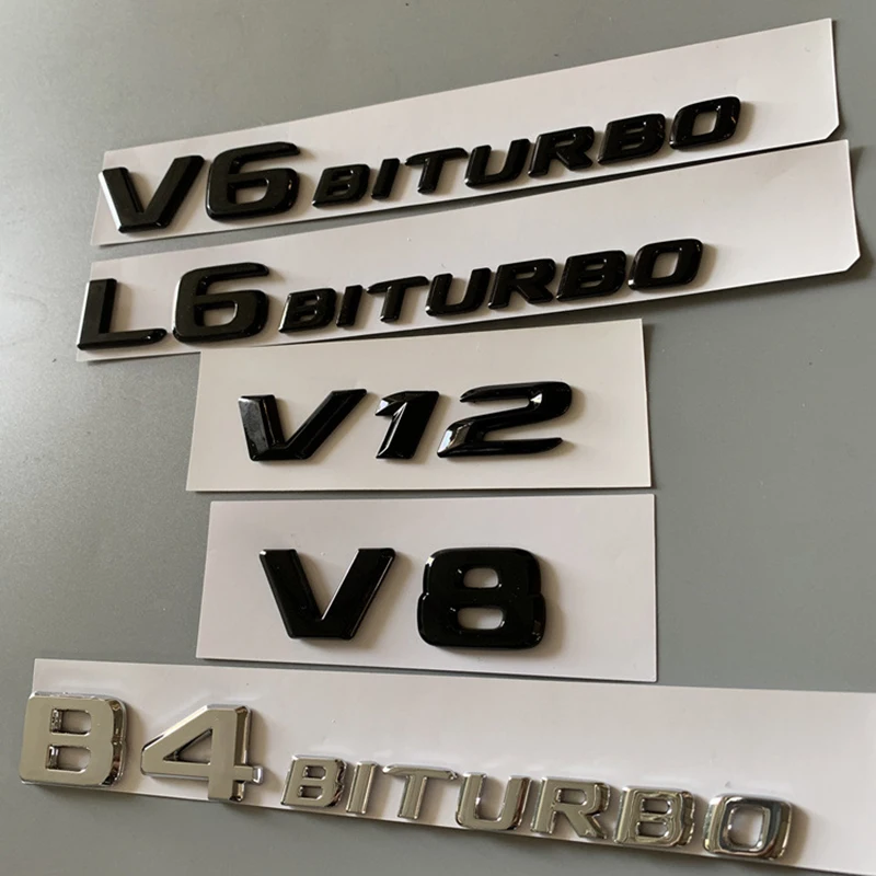 Буквенная Эмблема Для Mercedes Benz V8 V12 V6BITURBO L6BITURBO B4BITURBO автомобильный Стайлинг значок
