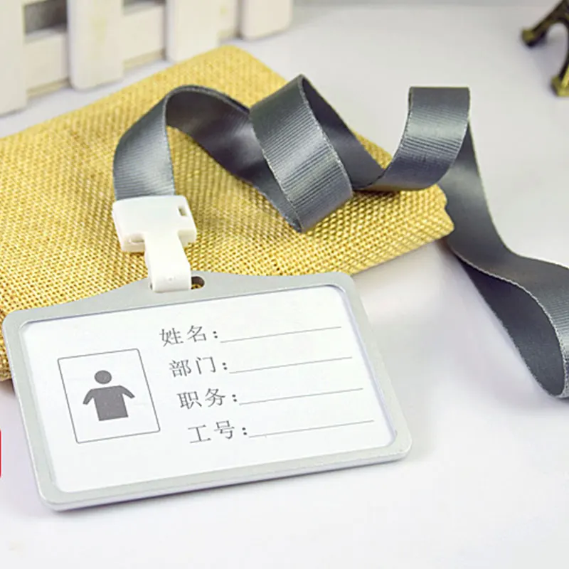 Office Accessories Premium Elegant W/Lanyard Working Card Id Card Protection Badge Holder Card Cover - Цвет: silver