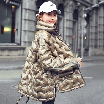 

Bread Service Light Plus Size Down Jacket Women 2019 winter Korean Short Paragraph Loose Fashion Cloak Jacket Female Outerwear