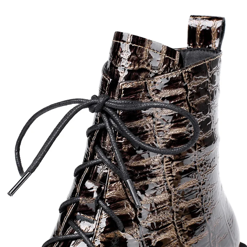 FEDONAS/ г., новые зимние женские ботильоны из натуральной кожи с принтом животных вечерние офисные туфли с перекрестной шнуровкой женские модные полусапожки