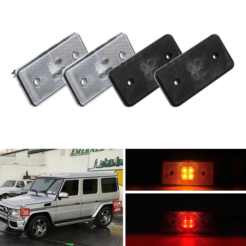 4 шт. Передняя прозрачная задняя копченая янтарь красная бритья для Benz W463 G500 G550 G63