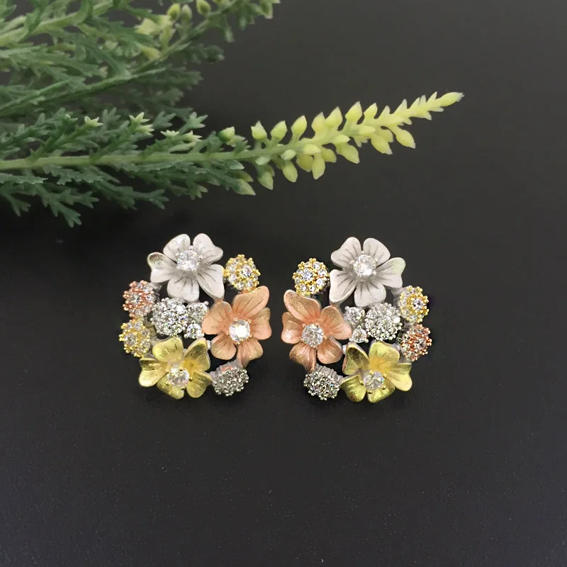 

Lanyika Jewelry Fashion Romantic Little Flower Sandblasting Full Micro inlay Micro Plated Banquet Popular Best Gift