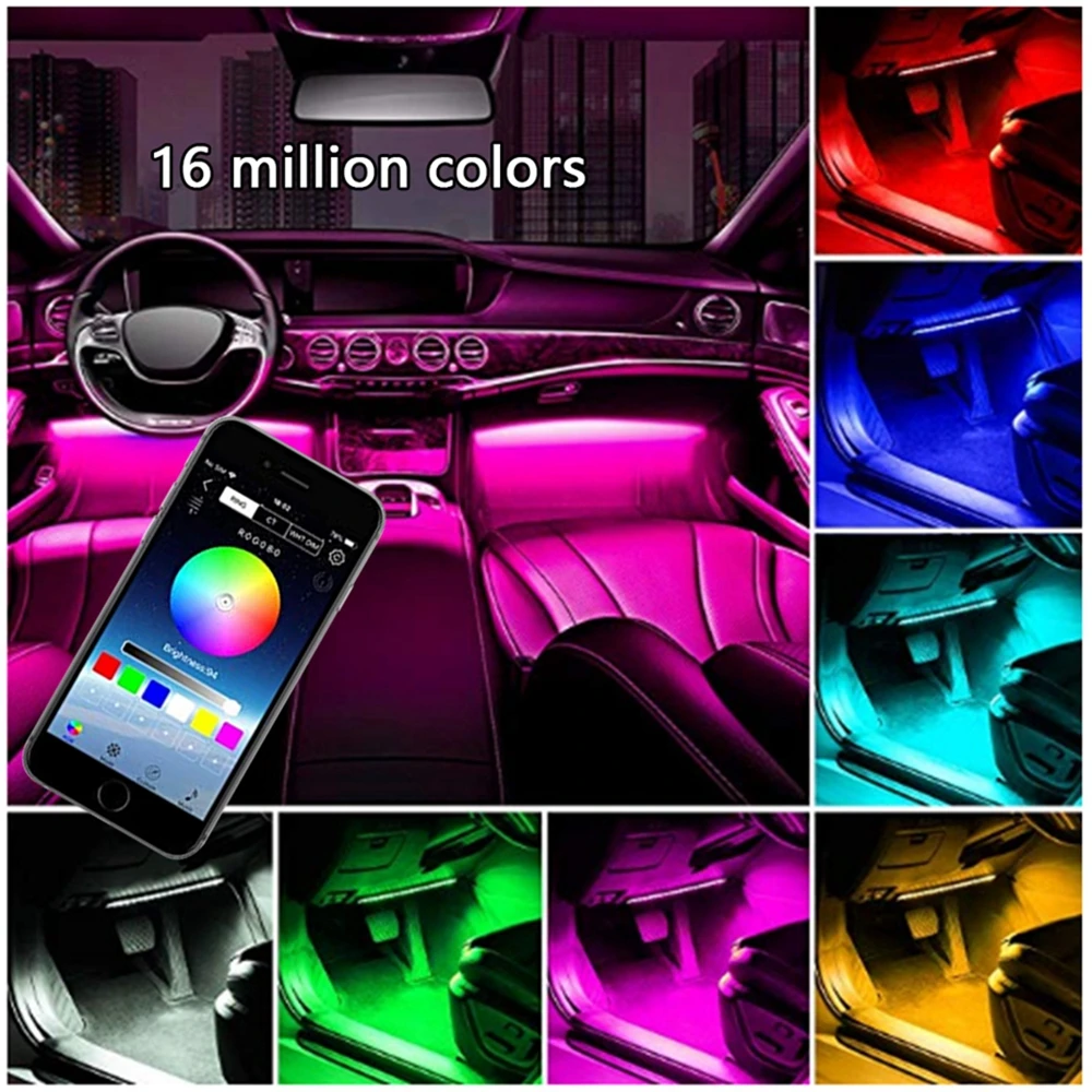 Светодиодная лента RGB для автомобиля 12 В светильник с музыкальным голосовым