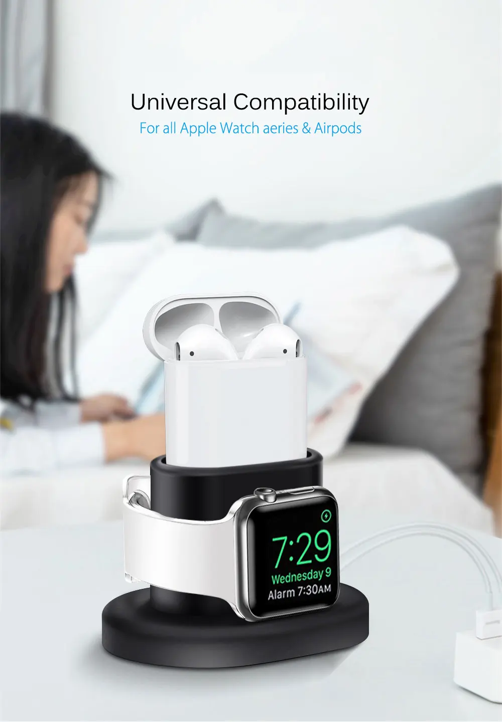 Зарядная док-станция Держатель для Airpods 1 2 и Apple Watch силиконовая мини Портативная настольная Зарядная база iWatch Беспроводная зарядная станция