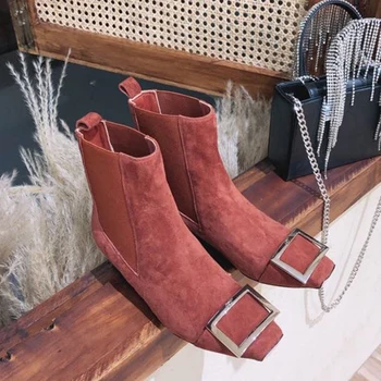 

square toe boots female 2020 new autumn winter fashion boots women shoes solid colors boots