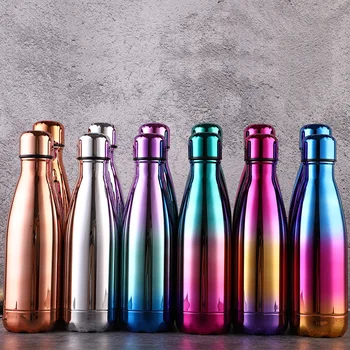 

Fashionable gradient stainless steel cola bottle portable double-layer insulation and anti-scalding homeware creative water cup