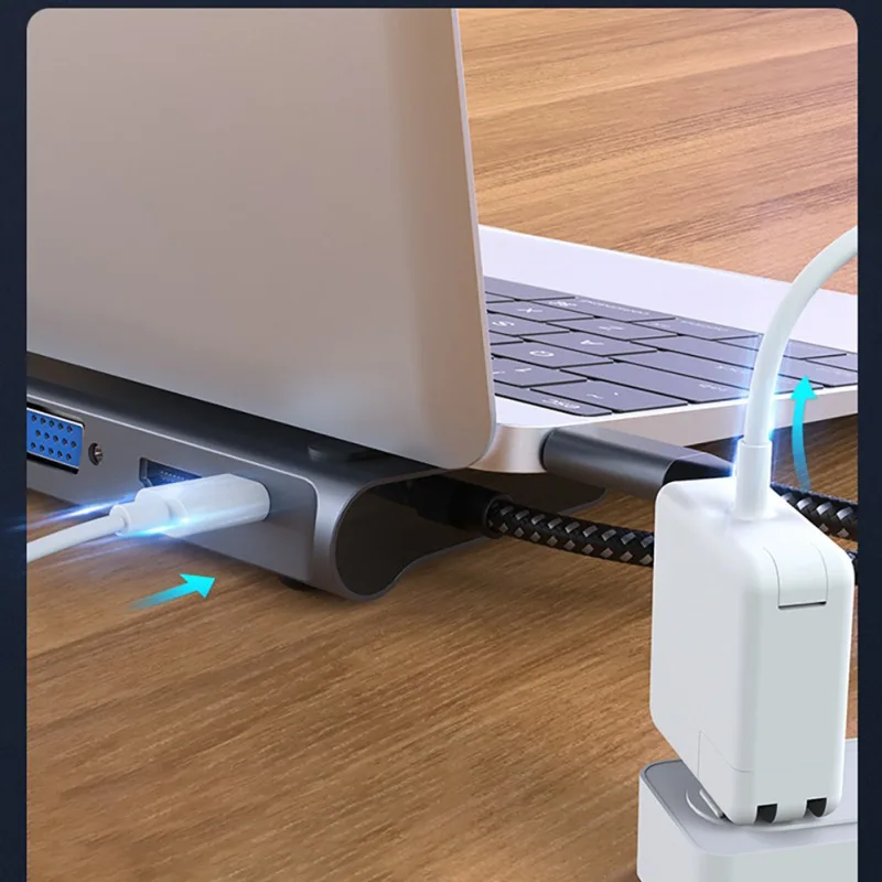 12 в 1 Тип C концентратор для MacBook Pro 60 Вт 20В/3A USB3.0 адаптер HDMI VGA RJ45 3,5 мм для ТВ/проектор/Динамик устройство для считывания карт памяти Micro SD