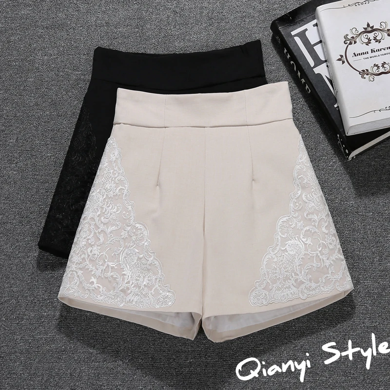 

High Waist Short Pants Women Summer 2020 New Elegant Fashion All-match Lace Loose Slimming Suit Chiffon Pants Hot Pants Lady