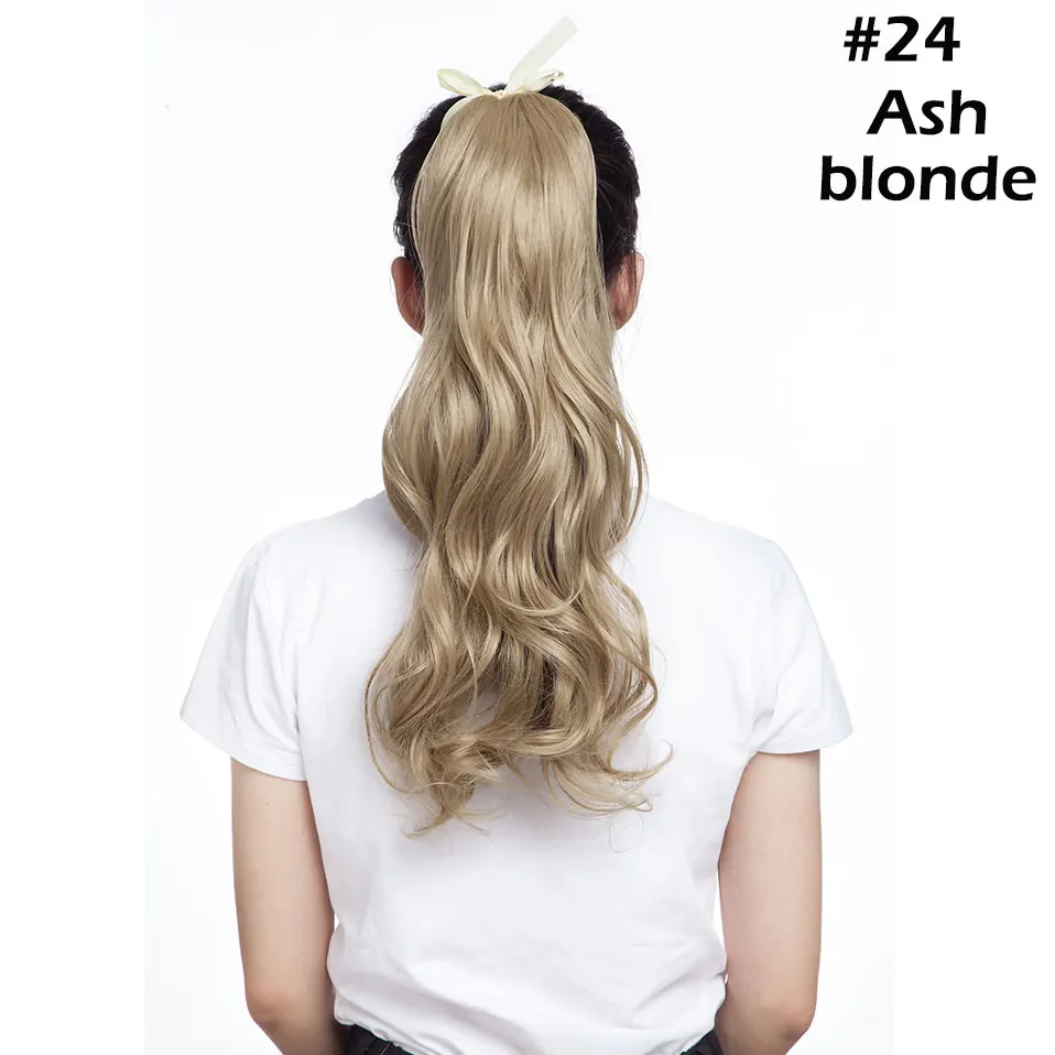 ash blonde S-noilite 1" волнистые шнурок клип в конский хвост наращивание волос ложный хвост волос шиньон синтетический хвост для женщин - Цвет: ash blonde