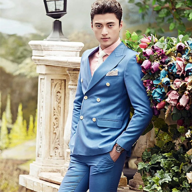 

Men's Wedding Dress Slim Two Buttons Groom's Dress Business Workwear Set (Jacket + Pants) 186