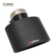 EPLUSคาร์บอนไฟเบอร์รถMufflersท่อไอเสียท่อหัวฉีดตกแต่งUniversalสแตนเลสสีดำรูปไข่กว้าง150มม.หรือ105มม.
