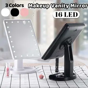 

Cosmetic Mirrors Table Desktop With 16LED Light Touch Screen Makeup Mirror Vanity Mirror Adjustable 360 Degrees Rotation