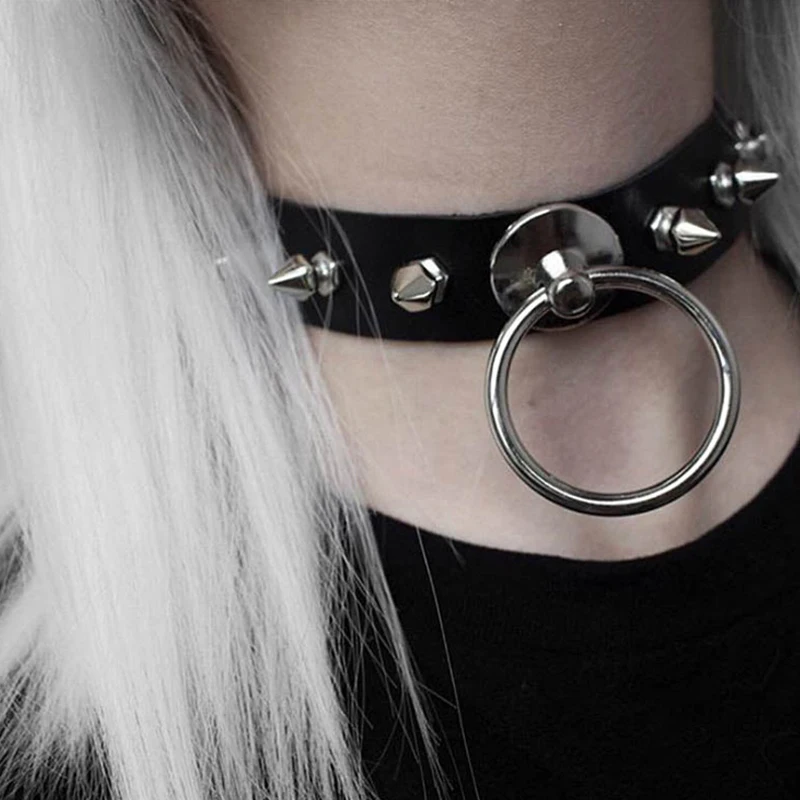 Collar Готическая женская футболка, свободная Черная Рок Харадзюку, классный светильник, топ с принтом, вечерние длинные рубашки на Хэллоуин,, летняя женская одежда pok - Цвет: Collar
