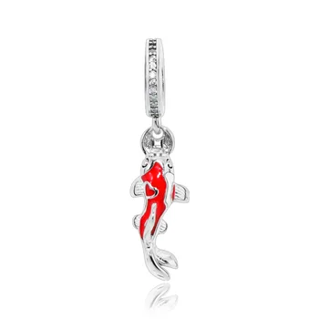 

Fashion 100% 925 Sterling Silver Beads Lucky Fancy Carp Pendant Charms fit Original Pandora Bracelets Women DIY Jewelry