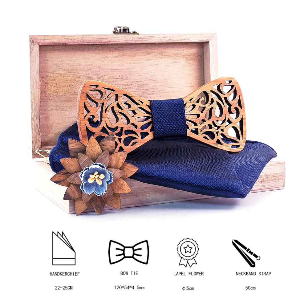 YOHOWA Papillon Da Uomo Pre-legato Di Seta Formale Regolabile Papillon Colorati Per Uomo Ragazzi Fazzoletto Gemelli Set Blu Bianco Taglia Unica 118466310