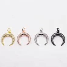  Fasion Mixed Color CZ Micro Pave Horn Pendant 