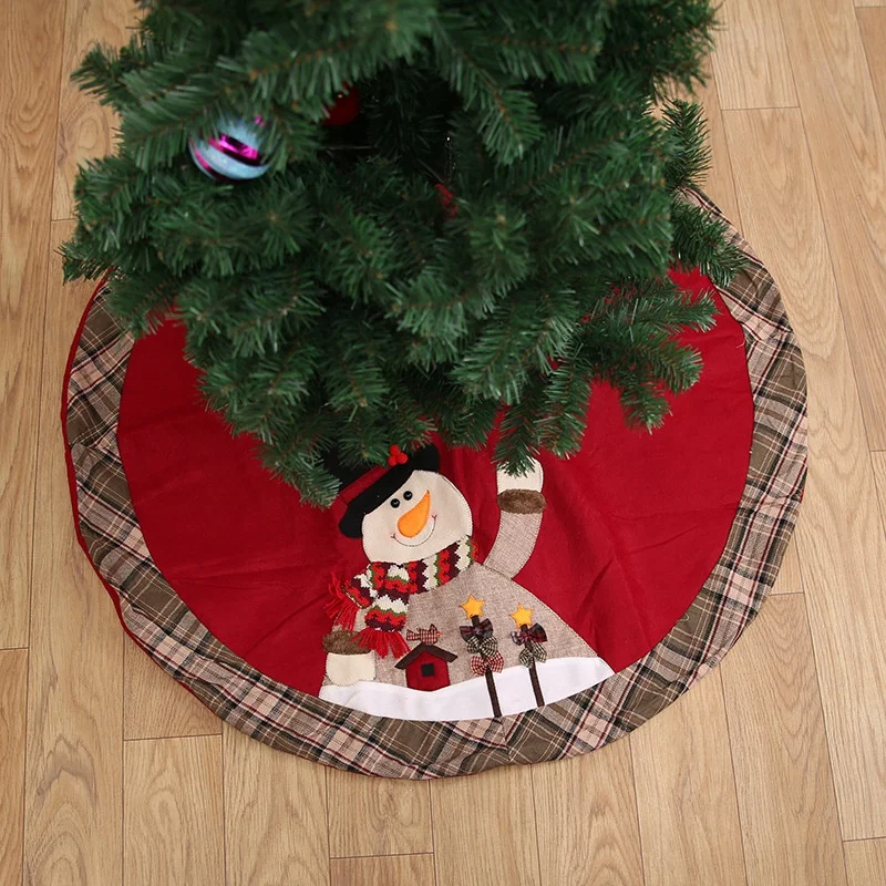

41 Inch Villus Christmas Tree Skirt with Santa Country Xmas Tree Decorations Tree Skirts Double Layers Holiday Ornaments