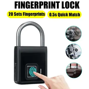 

Smart Fingerprint Lock USB Rechargeable Fingerprint Padlock Quick Unlock Zinc Alloy Metal Self Developing Chip for Door Luggage
