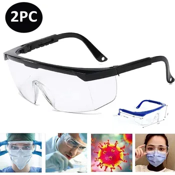 

2 Pcs Protective Safety Goggles Wide Vision Medical Safety Goggles Anti Fog Dust Splash-proof Glasses Adjustable Frame