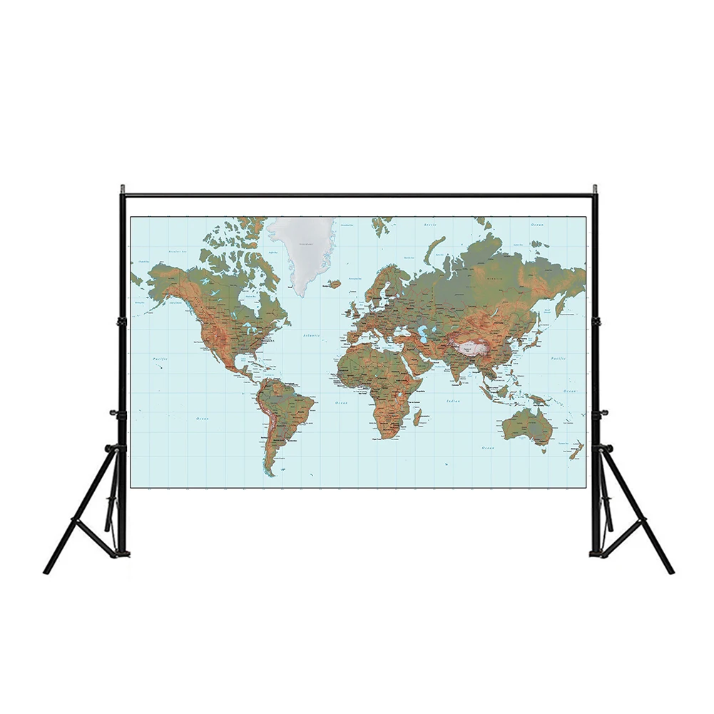 150x100 см Нетканая водонепроницаемая карта мира без национального флага для культуры