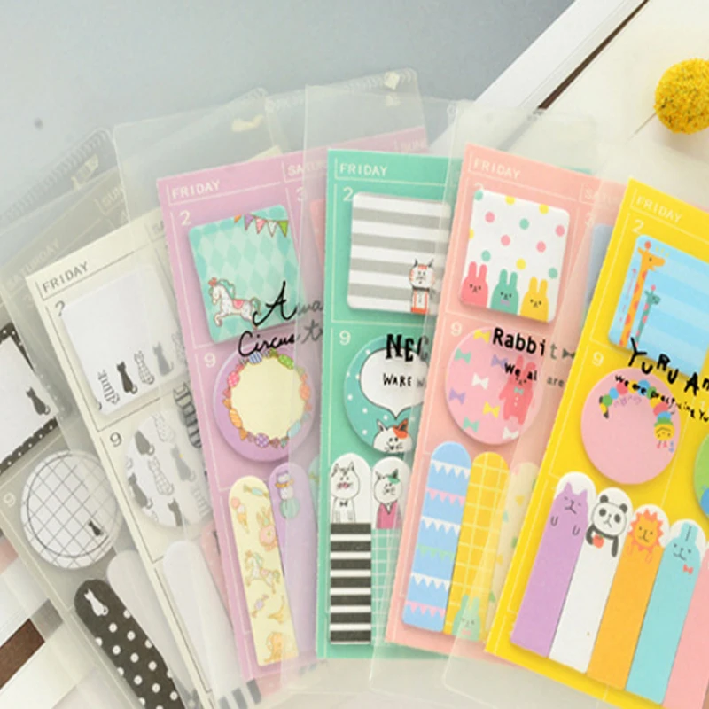

2pack/lot new arrival circular/square/strip cartoon style index nots message note gift student stationery