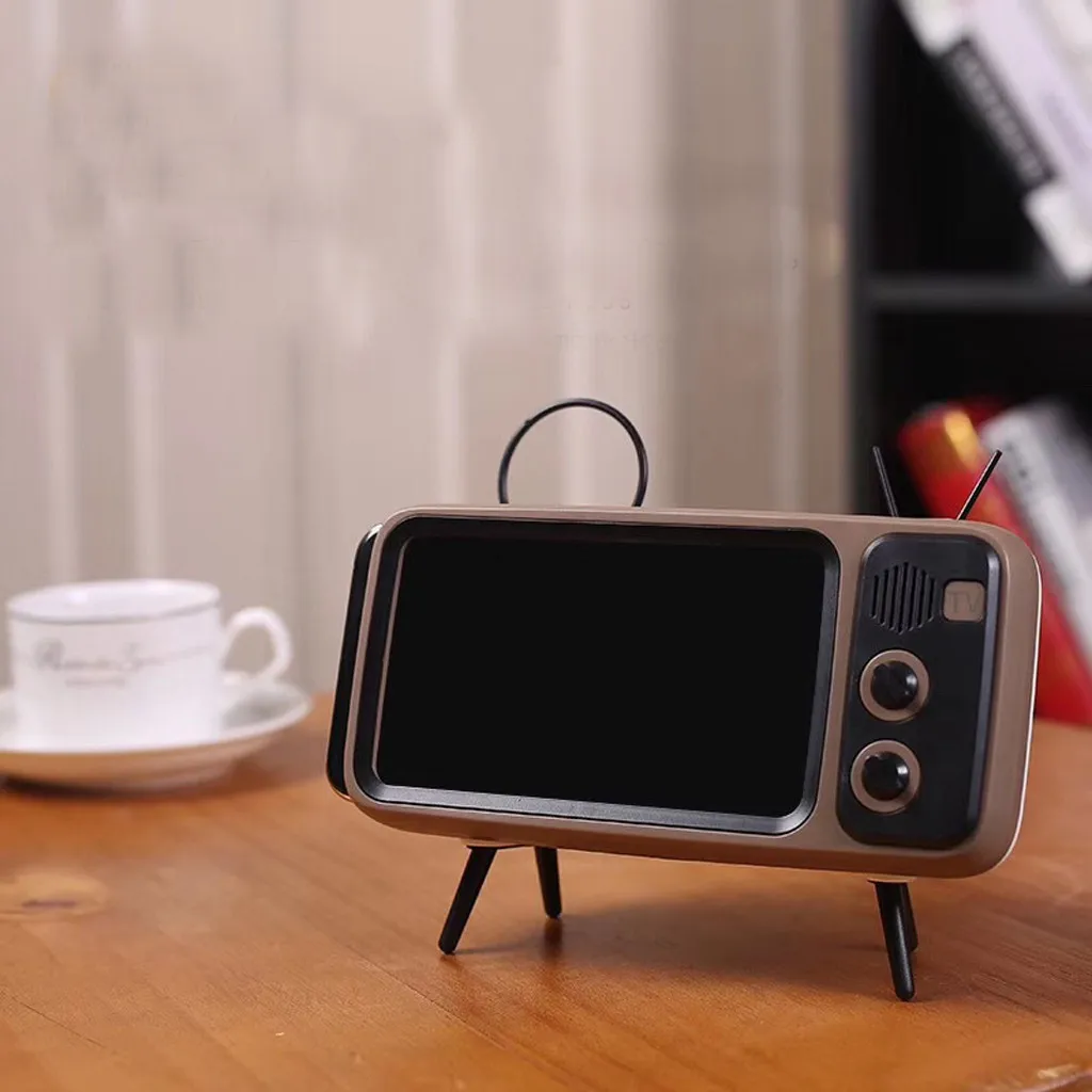 Мини Портативный ретро BT Bluetooth динамик музыка ТВ дизайн держатель мобильного телефона динамик стерео открытый звук