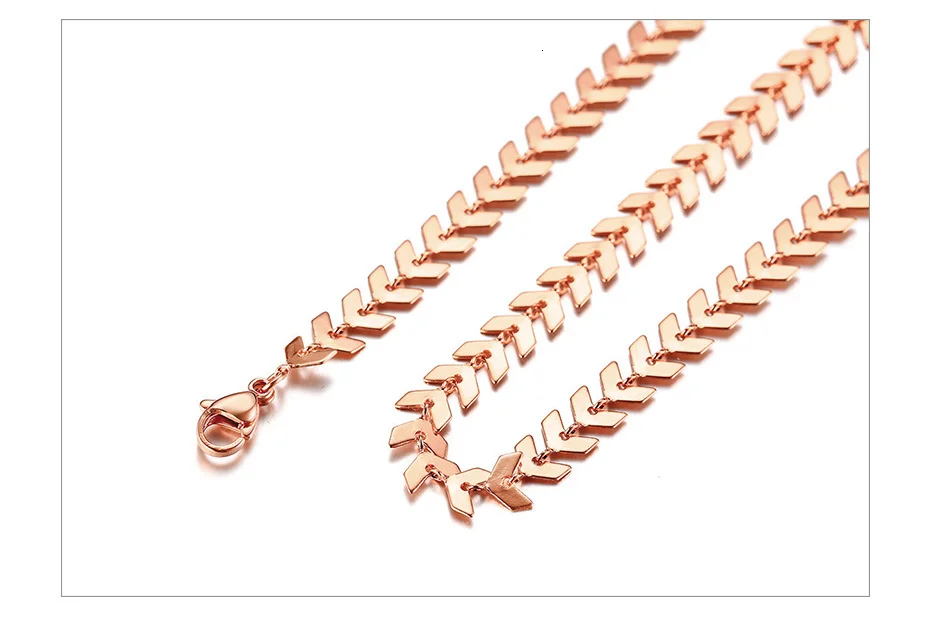 Vnox, трендовые ожерелья-чокер в форме стрелы для женщин, 585, розовое золото, тон, нержавеющая сталь, Ishikawa, схема, звено цепи 28 см/38 см