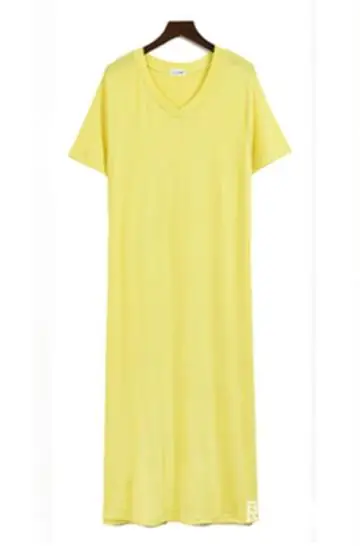 Fdfklak Modal Comfortable Sleepwear Women Night Shirt New Short Sleeve Long Dress Spring Summer Nightgowns Female Sleepshirt yellow