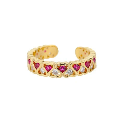 Red Heart Shape Rings Open Women's Ring  Cute Fashion Adjustable Love Rings for Women Girl Engagement Wedding Jewelry Gift