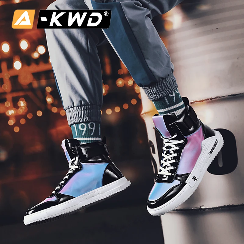 返品無料対応 ホット通気性弾性コードスニーカー白人男性の靴高トップスポーツの靴男性本革のファッションカジュアルシューズ 日本直営 Kisuki Line Jp