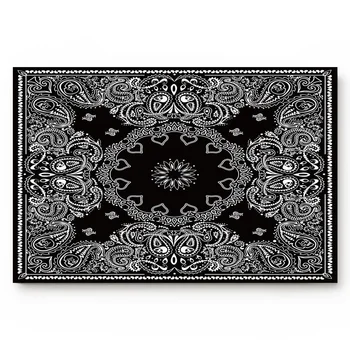 

Black Ethnic Pattern Door Mats Kitchen Floor Bath Entrance Rug Mat Absorbent Indoor Bathroom