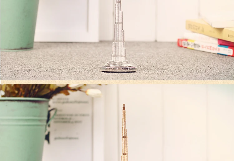 Vintage Metal Burj Khalifa Tower Statue Miniature Model Home Decoration