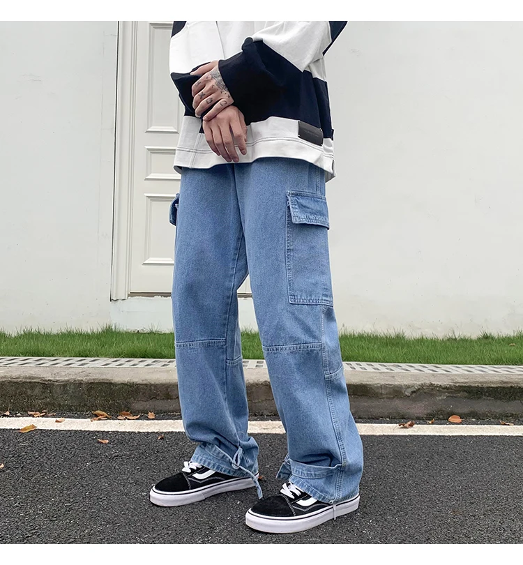 LAPPSTER Men Wid Leg Baggy Harajuku Jeans Pants 2022 Mens Japanese Streetwear Vintage Denim Trousers Man Black Jeans Joggers 5XL regular fit jeans