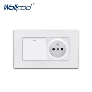 

1 Gang 2 Way EU French Socket Wallpad Luxury White PC Panel Wall Light Switch Rocker Switch 16A AC110~250V