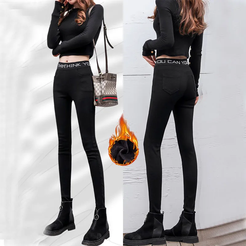 2019 Autumn Winter Cotton Velvet Leggings Women High Waist Sporting Fitness Leggings Pants Warm Thick Leggings