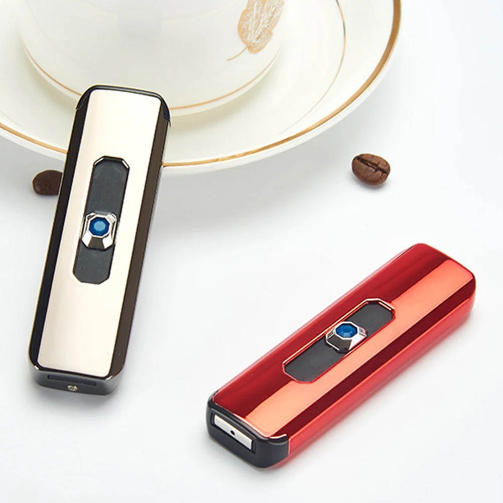 

1pc Windproof USB UP Push Type Rechargeable Cigarette Lighter Electric Flameless Lighter Cigar Lighter Charging Lighter