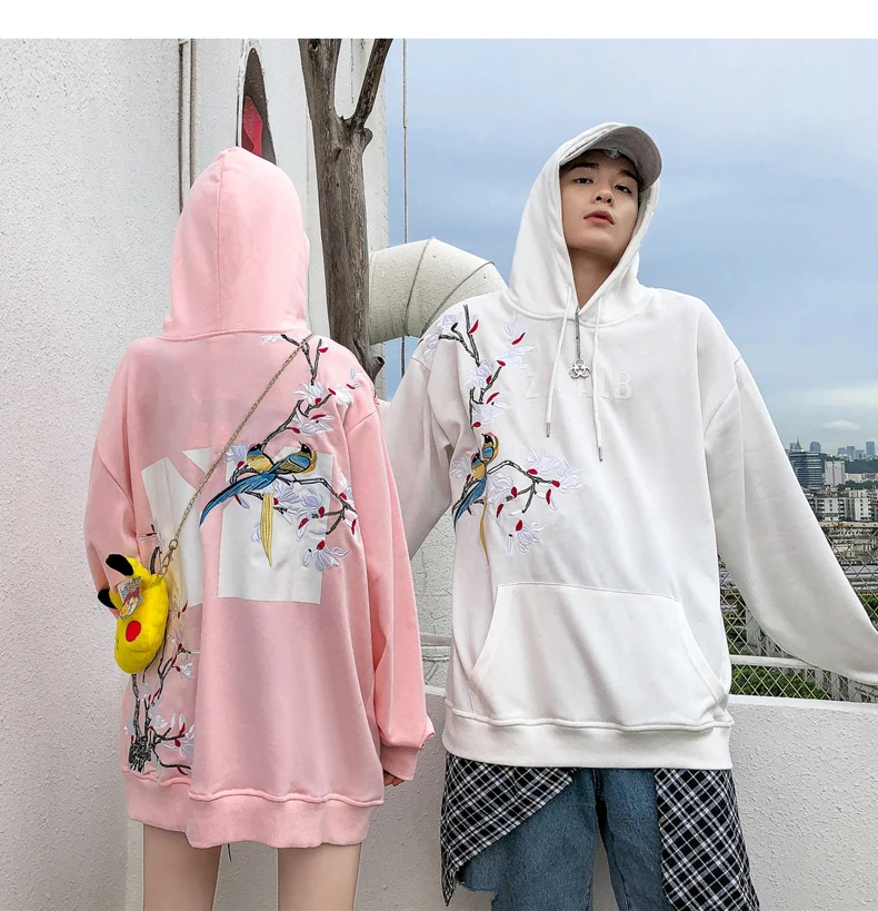 LAPPSTER Мужская негабаритная вышивка Harajuku толстовки с капюшоном Японская уличная Толстовка Осень Корейская мода белая толстовка