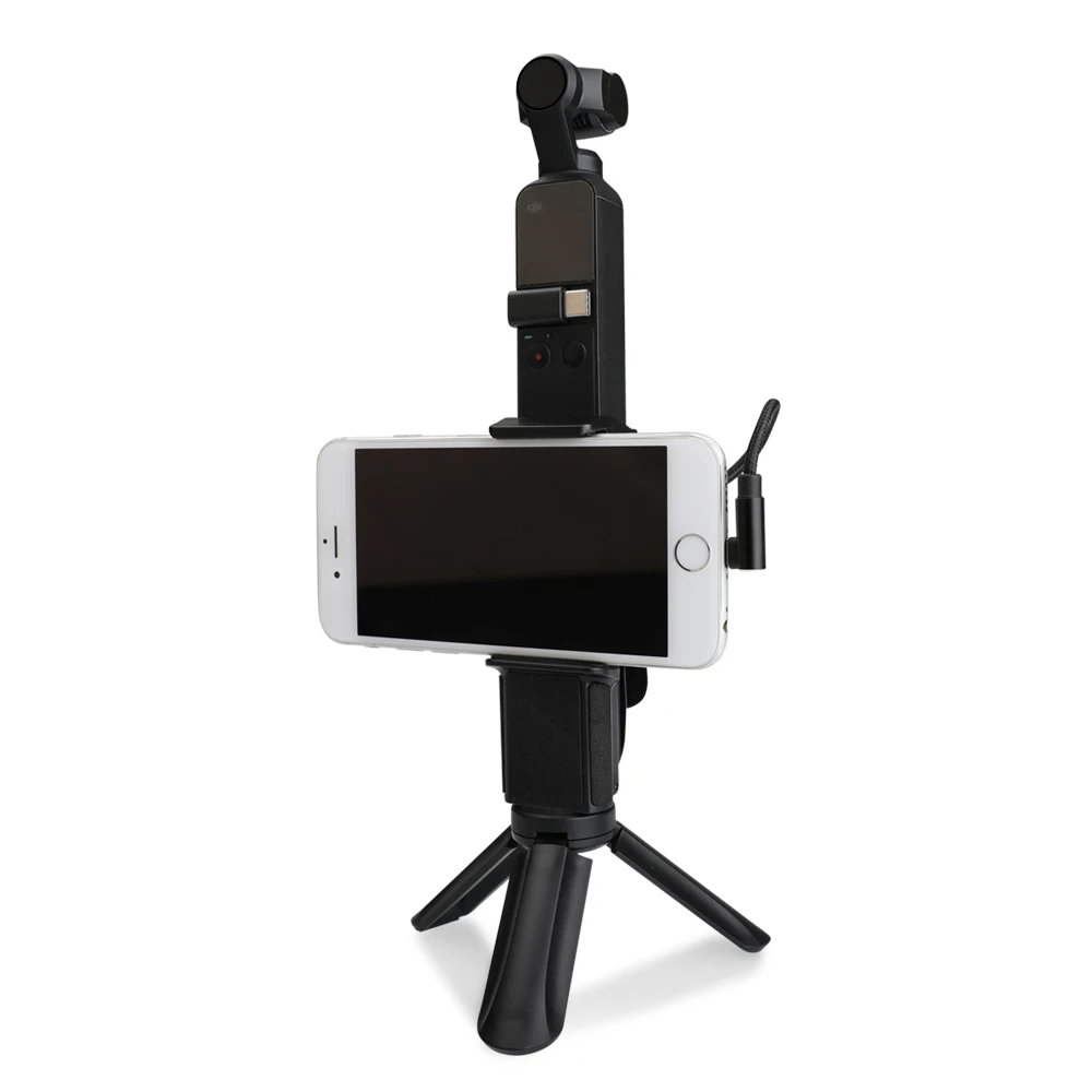 

RCSTQ 2 in 1 Single Handle Grip Handgrip Phone Holder Clip Clamp Gimbal for Smartphone DJI OSMO Pocket Action Camera Accessories