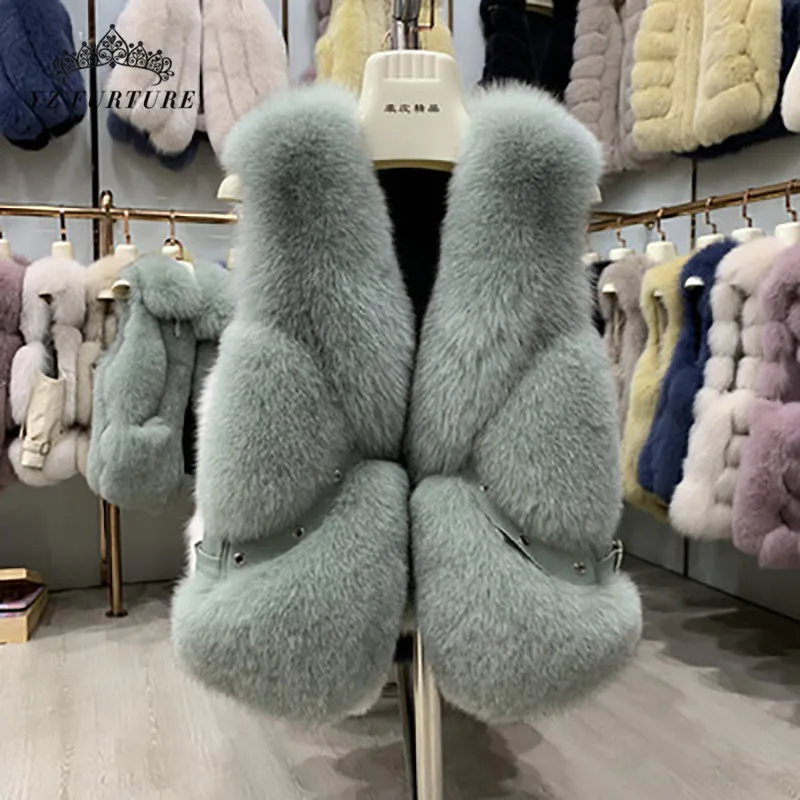 Новинка 2019 шуба из натурального Лисьего меха Круглый ворот жилет для женщин