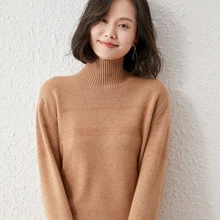 

Autumn and winter new women's turtleneck sweater 100% pure cashmere knitted pullover thickened warm sweater women
